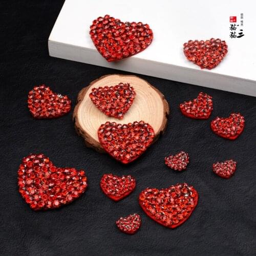5PCS Handmade red love peach cloth stickers couple clothes decoration hole heart-shaped applique embroidery peach heart patch