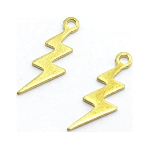 Brass charms Earring finding Mini Lightning charm 4.4x5x0.7mm necklace findings -50pcs R1408