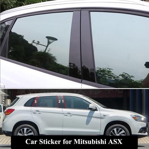 6PCS/Set Car Styling Accessories Middle Pillar Mirror Trim Decals Decoration Covers Car Window Pillar Sticker For Mitsubishi ASX