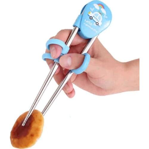 Baby Cartoon Enlightenment Chopsticks Exercise Chinese Kids Stainless Steel Metal Early Learning Training Designed Chopsticks