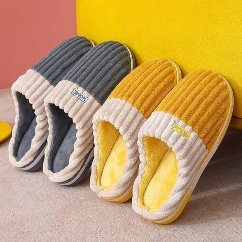 Indoor Slippers Women Warm Plush, Home Slipper Autumn Winter Ladies House Flat Floor Non-slip Soft Slides for Bedroom