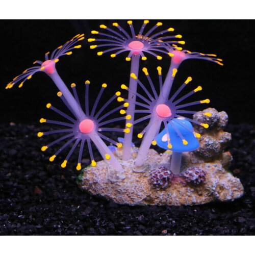 Artificial Glowing Silicone Coral Aquarium Fish Tank Underwater Live Plant Luminous Ornament Aquatic Landscape Soft Coral Decor