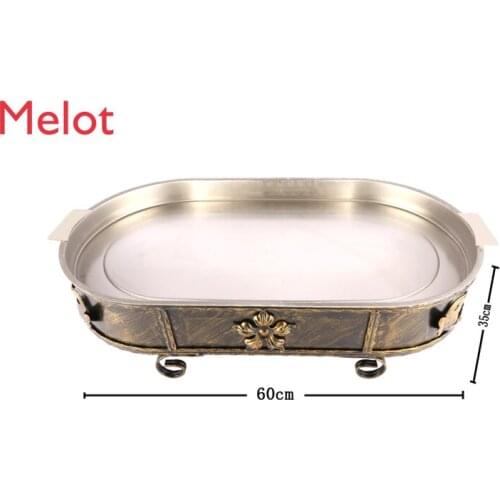 Hotel Commercial Thickened Fish Roasting Plate Seafood Large Tray Stainless Steel Antique Copper Seafood Big Coffee Pot