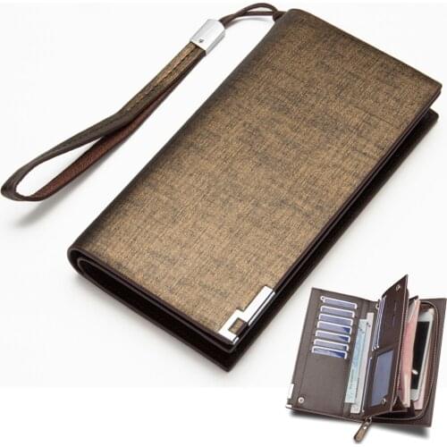 Classic High-end Business Brand Men Wallet Classic Long Style Card Holder Leather Men Wallets Quality Zipper Large Capacity Big