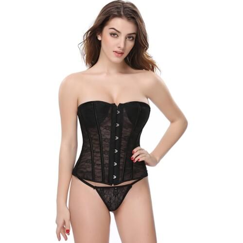 Embroidery Padded Cup Lace Corset Sexy Gothic Bustier Top Bridal Corpetes Steel buckle Push Up Corsets Bustiers Wedding Lingeri