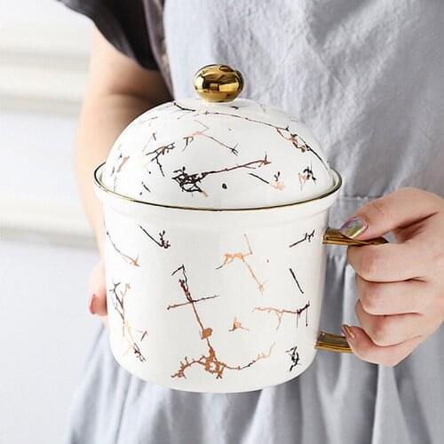 Original Designed Large Bowl Ramen Mug Breakfast Milk Cereals Soup Ceramic Cups with Lid Fruit Salad Container Dessert Mugs Gift