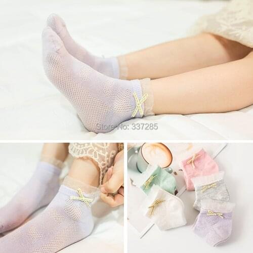 Summer spring toddler Girls Socks Cute Princess Bow tie kids Breathable Mesh socks children toddler Mickey design cotton sock