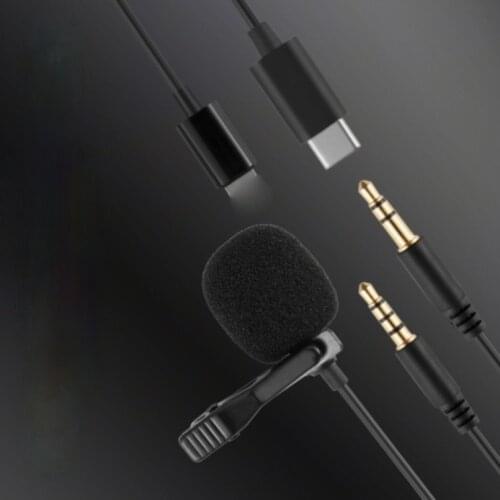 Mini Microphone 3.5mm Type C Condenser Audio Recording Tie Clip Mic for PC Camera Laptop iPhone Huawei Xiaomi Samsung Microphone