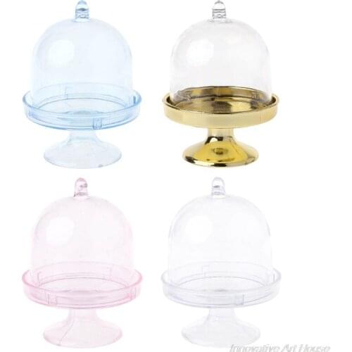 Mini Cake Stand Cupcake Box Wedding Favor Party Plastic Candy Box Transparent Baby Shower Birthday D30 20 Dropshipping