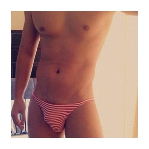 JS special offer men stripe underwear briefs summer breathable thin high Jitu fork 13004