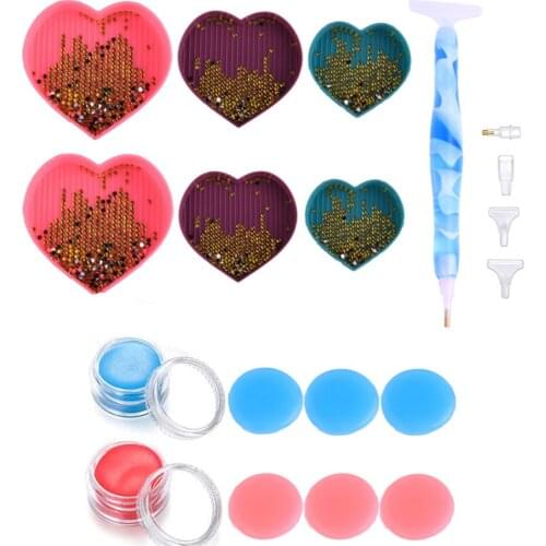 3d Diy Diamond Painting Love Heart Shape Large Capacity Plastic Tray Kit Diamond Embroidery Accessories Brand New Set