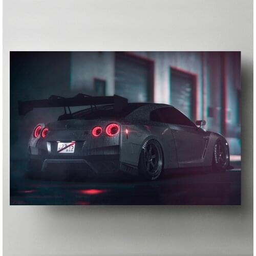 Nissan GTR Sport Cars Back Shadow Game Posters and Prints Canvas Wall Art Modern Decorative Paintings For Living Room Decor