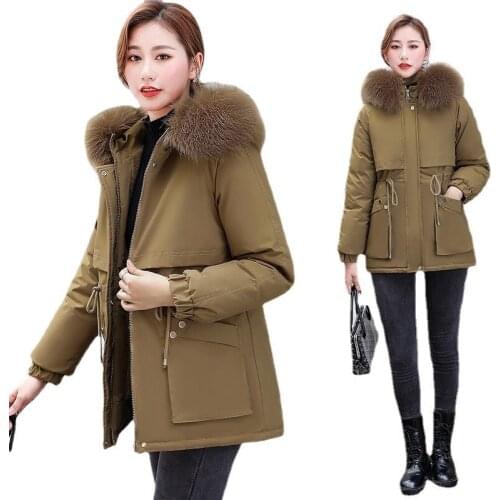 2021New Women High-end Down Padded Jacket Winter Coat Jacket Warm Down Cotton Parkas Female Plus Velvet Lining Warm Overcoat