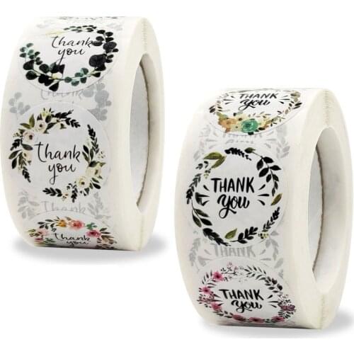 Qiduo Thank You Sticker Floral Seal Labels Christmas Gift Decoration Sticker Scrapbooking Package Stationery handmade Sticker