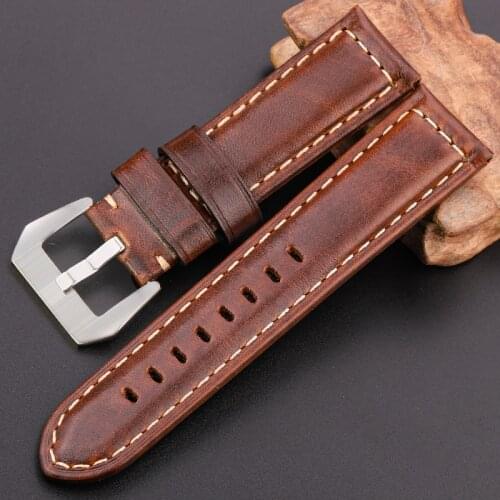 Genuine Leather Watchbadns 20mm 22mm 24mm Dark Brown Woemn Men Cowhide Watch Band Strap Watch Accessories