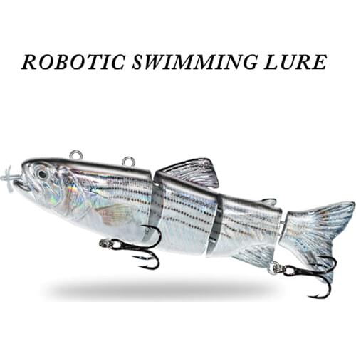 ODS Robotic Swimming Lures Fishing Auto Electric Lure Bait Wobblers For 4-Segement Swimbait USB Rechargeable Flashing LED light