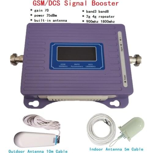 Russia GSM 900 4G LTE 1800 Repeater GSM 1800mhz Mobile Signal Booster DCS Dual Band Cellular Amplifier + 2G 3G 4G Antenna