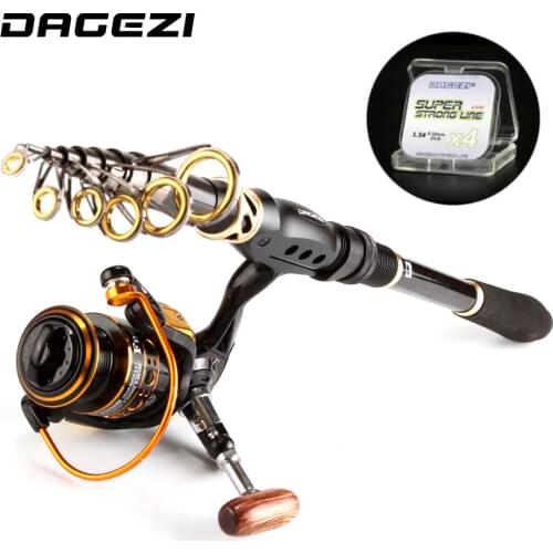 DAGEZI Fishing Rod Combo Spinning Fishing wheel With line Sea Rod 1.8-3.6M Full Kit Telescopic Spinning rod+reel fishing tackle