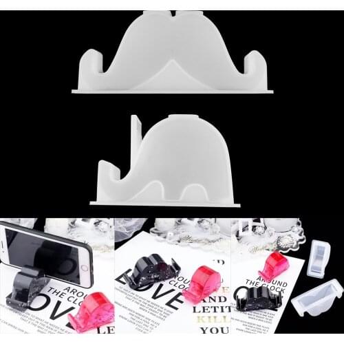 1 Pcs Beard Elephant Shape Phone Stand Silicone Mold Phone Bracket Holder Epoxy Resin Molds for DIY Decoration Craft Making Tool