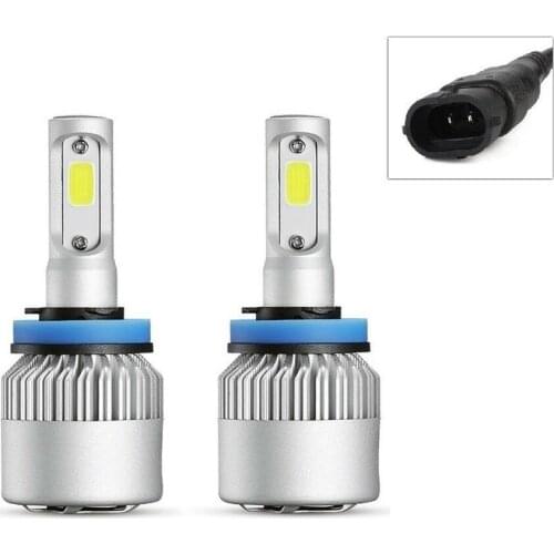 1 Set Super Bright H8 H9 H11 2-SIDE COB Chips S2 LED Headlight 360 Degree Lighting Beam Front COB Lamps Bulb 72W 8000LM 6K White