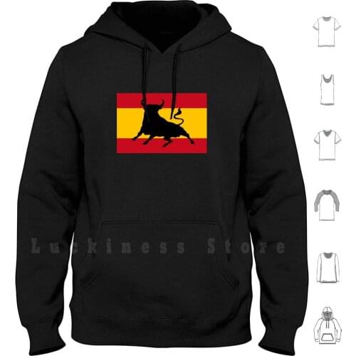 Spanish Flag With Bull hoodies long sleeve Flag Spain Flag Of Spain Spanish Flag Bull Bullfighting National Holiday