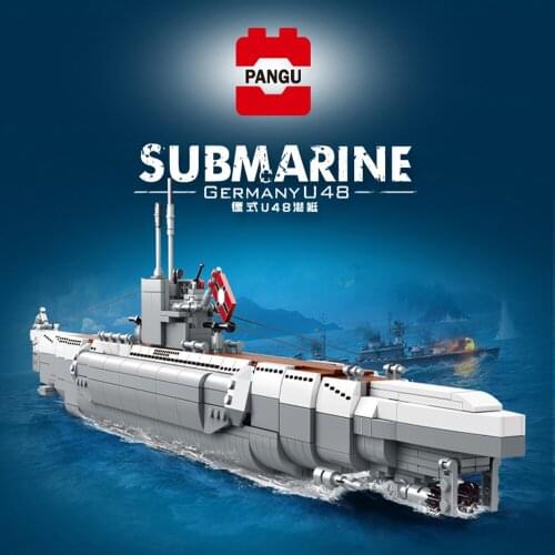 Military German Navy U48 Submarine Battleship Building Blocks Ww2 Naval Ship Warship Bricks Model Kit Toys Kids Birthday Gifts
