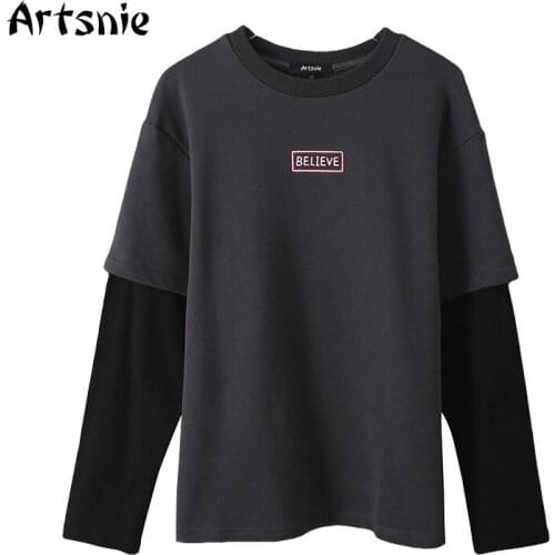 Artsnie Disney Cartoon Print Sweatshirt Women Spring 2021 O Neck Long Sleeve Hoodies Streetwear Letter Dark Gray Sweatshirts