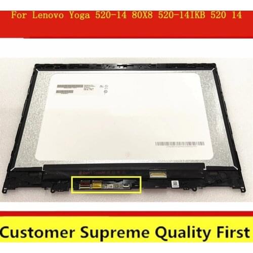 For Lenovo Yoga 520-14ikb 80X8 80YM B140HAN04.2 FRU 5D10N45602 1920X1080 Laptop LCD Screen+Touch Digitizer Assembly with Frame