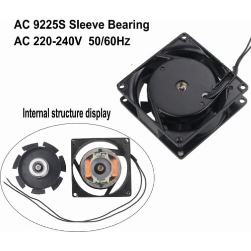 1 pcs Gdstime 92mm 90mm x 25mm Metal AC Cooling Fan 220V 240V 2 Wires Without Connector 9cm PC Case Cooler 9225 92x92mm