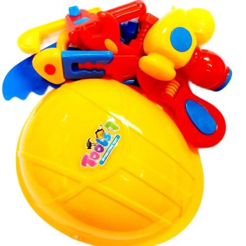 FREE SHIP 12 Pcs Kids Tool Set Boys Toy For Play At Home With Helmet Hat Building Block Intellectual Craft Birthday Party Favors