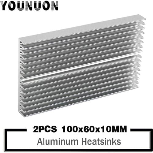 2PCS YOUNUON 100x60x10mm Aluminum Heat Sink Cooler Radiator for Computer Cooling Accessories for IC LED