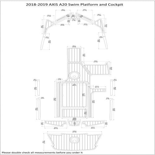 2018-2019 AXIS A20 Swim Platform and Cockpit Pad Boat EVA Teak Decking 1/4" 6mm