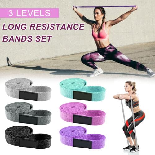 3Pcs Long Fabric Resistance Bands Set Fitness Pull Up Assist Booty Hip Home Workout Exercise Loop Elastic Bands 3Levels Non-Slip