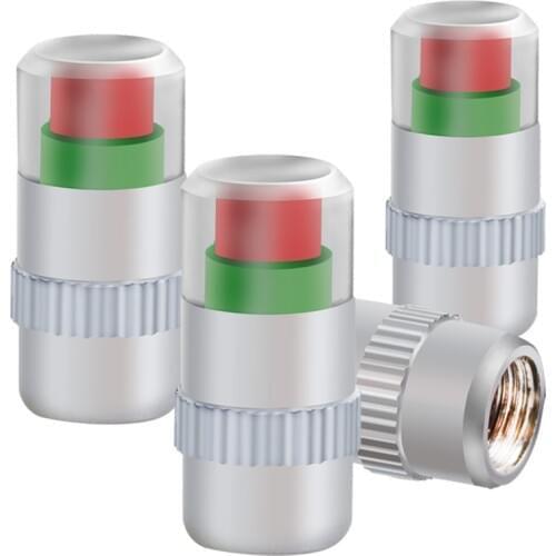 4PCS Car Tire Valve Cap Tire Pressure Table Tire Gauge Monitoring Warning Cap Aluminum Theftproof Wheel Tires Car Accessories