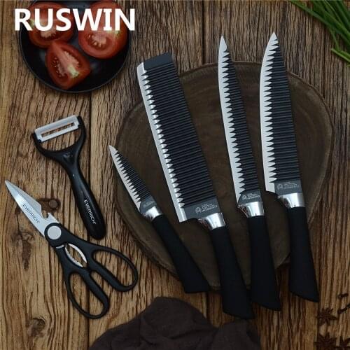 Kitchen Knives Stainless Steel Knife 6 Pcs Set Handmade Knife Ceramic Peeler Scissors Chef Slicer Nakiri Paring Knife Gift Case