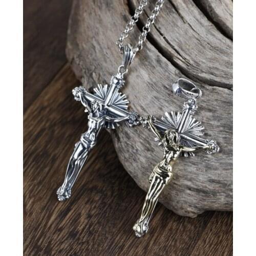 925 Sterling Silver Jesus cross Mens Womens Pendant A5572