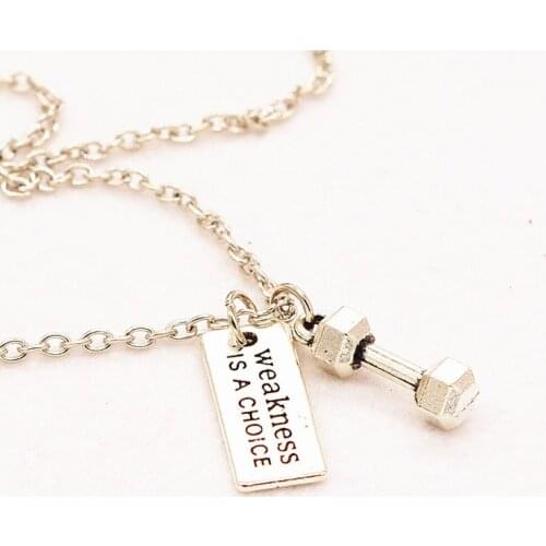 Aliexpress selling the new weakness is a choice English lettering dumbbell alloy necklace