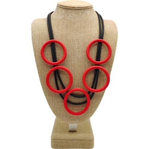 YD&YDBZ Big Circle Rubber Short Pendant Necklaces For Women Bohemia Sweater Chain Charms Necklace Clothes Accessories Jewelry