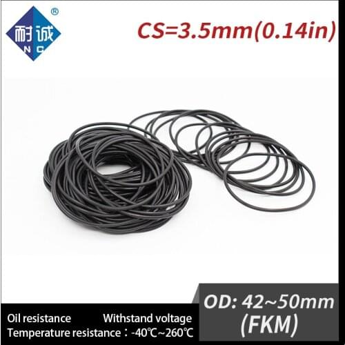 2PC/lot Rubber Ring Black FKM O ring Seals Thickness 3.5mm OD42/43/44/45/46/47/48/49/50mm Rubber O-Rings Fuel Washer