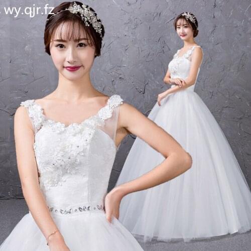 DM-0582#Brides Wedding Dress Resin Drill White Ball Gown Boat Neck Cheap Wholesale Flower ornaments V-neck Lace UP Plus size