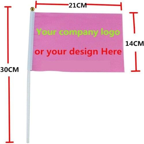 Custom Hand Waving Flags 14x21cm Plastic Flagpoles For Activity Parade Sports Home Decoration Outdoor Company Promotion