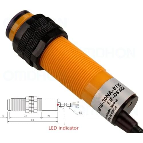 E3F-DS30C4 Proximity Switch Photoelectric sensor switch NPN PNP 30cm Detection Range Adjustable E3F-DS30P1/P2/B2