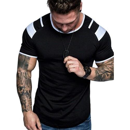 2021 Mens T-shirt slim O neck short sleeve muscle firm casual top summer basic T-shirt new large clothing