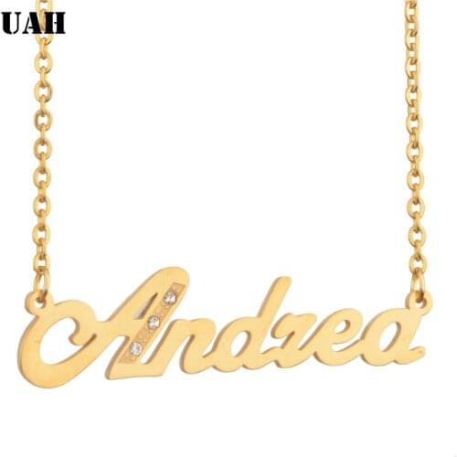 UAH Andrea Name or Customize Necklace For Women Letter Name Necklace Silver Gold Short Chain Choker Best Friend Femme Jewelry