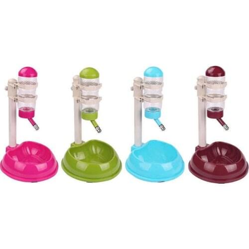 Ortilerri Pet Plastic Automatic Adjustable Drinking Dog Cat 500ML Drinking fountain Stand Food Water Feeder Dish Bowl Dural Port