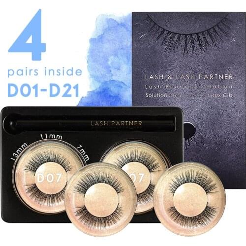 4 Pairs D01-D21 False Eyelashes Eye Make Up Eyeliner Pen Magic Clear Or Black Self Adhesive False Eyelashes Makeup Eyelashes Set