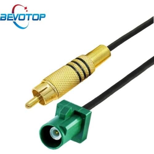 RCA Male to Fakra E Coding RAL 6002 Male Plug RG174 Cable TV Video Adapter Pigtail 50 Ohm RF Coaxial Extension Cord Jumper