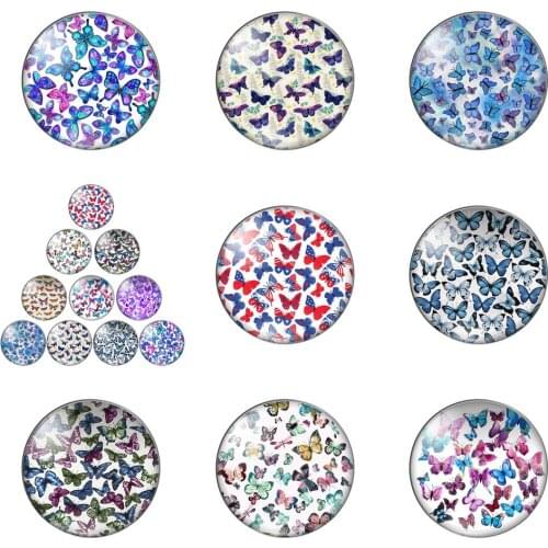 Beautiful Butterfly Cute Insect Bowknot 12mm/20mm/25mm/30mm Round Photo Glass Cabochon Demo Flat Back Making Findings