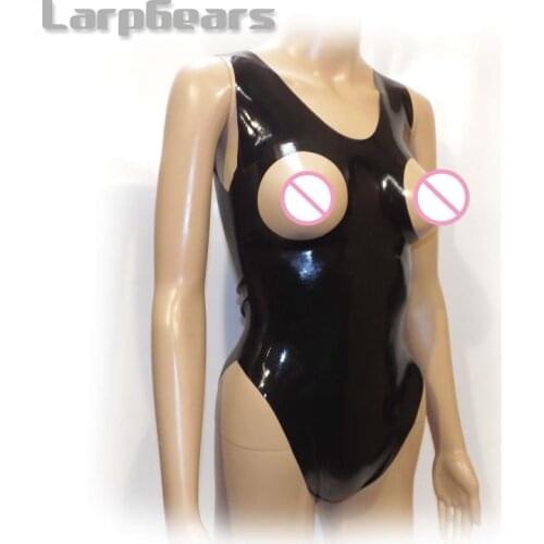 100% Latex Rubber Gummi Leotard Open Bust Mould Body Swimsuit Black Latex Bodysuit