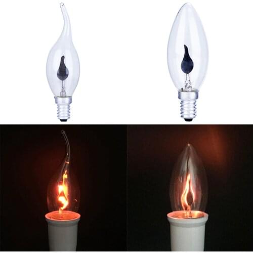 LED Edison Bulb E14 E27 3W Flame Fire Lighting Vintage Flickering Effect Tungsten Novel Candle Tip Lamp Orange Red